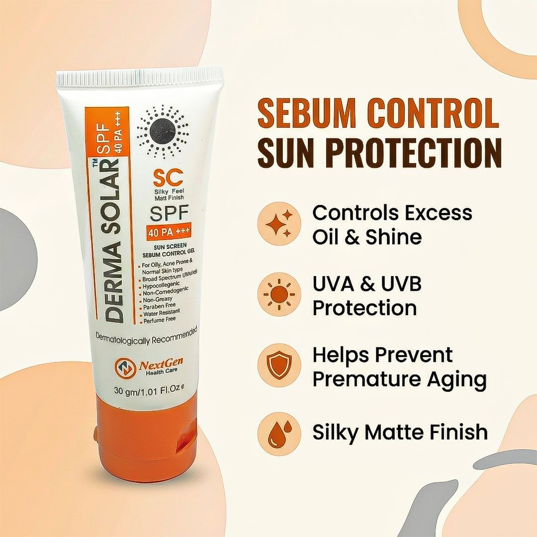 DERMA SOLAR SPF 40 PA+++(SC) Sebum Control Gel (30GM)